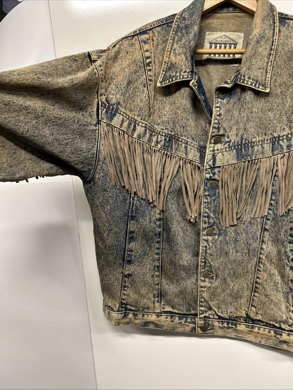 Vintage 70’s 80’s JouJou Denim Fringe Jacket Distressed Grunge Made in USA