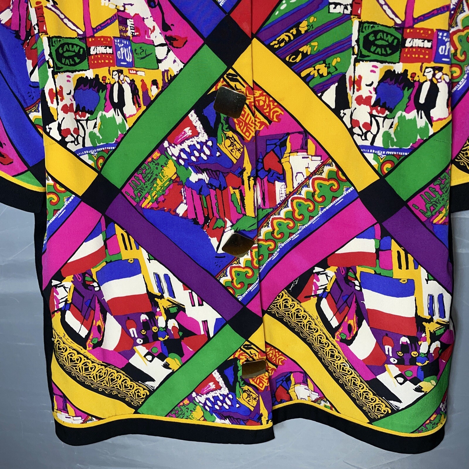 Vintage Constance Saunders Richard Warren Size 14 Silk Blazer Jacket Artsy 80s