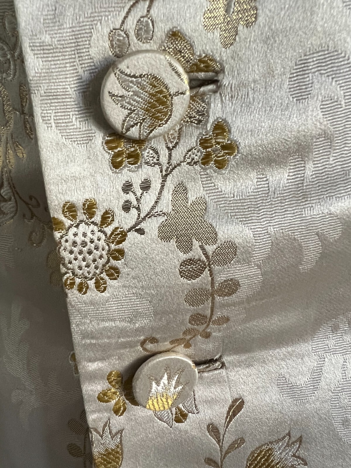 VTG Gold Metallic 2 Piece Satin Floral Brocade 60’s Evening Skirt and Top Sz M