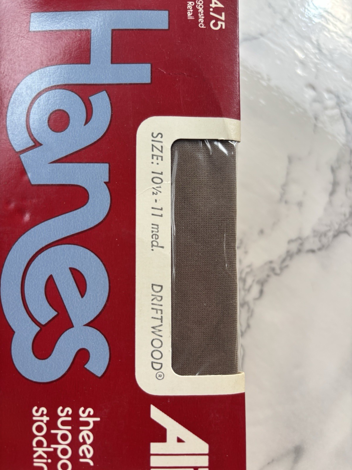 1PR VINTAGE HANES ALIVE RHT SUPPORT SHEER NYLON STOCKINGS 10 1/2-11 Driftwood