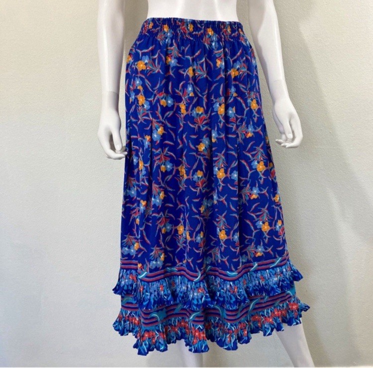 Vintage 1980’s Diane Freis Floral Midi Skirt, Size Medium