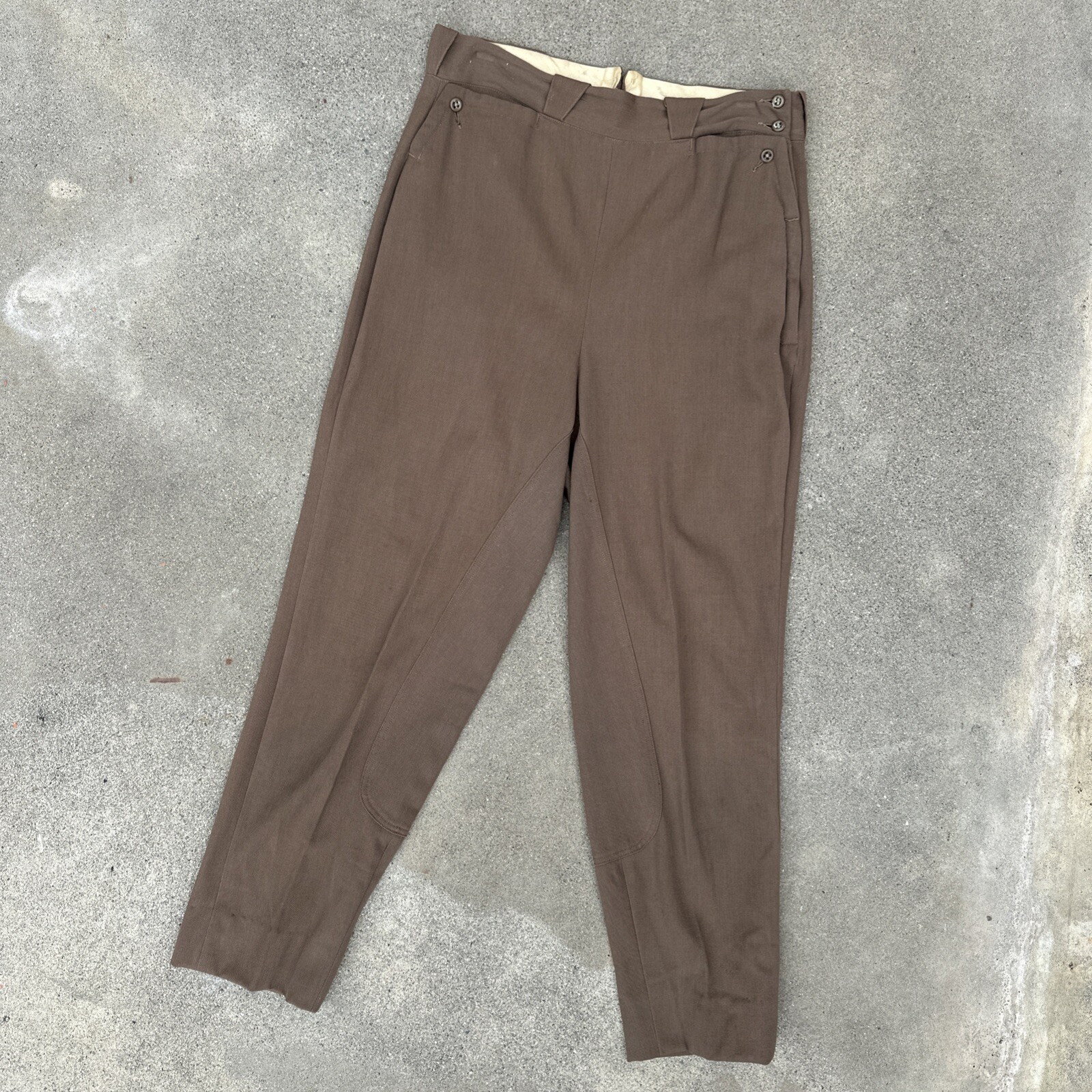 Vintage 1930s 1940s Brown Side Zip Pants Trousers Sportswear High Waisted