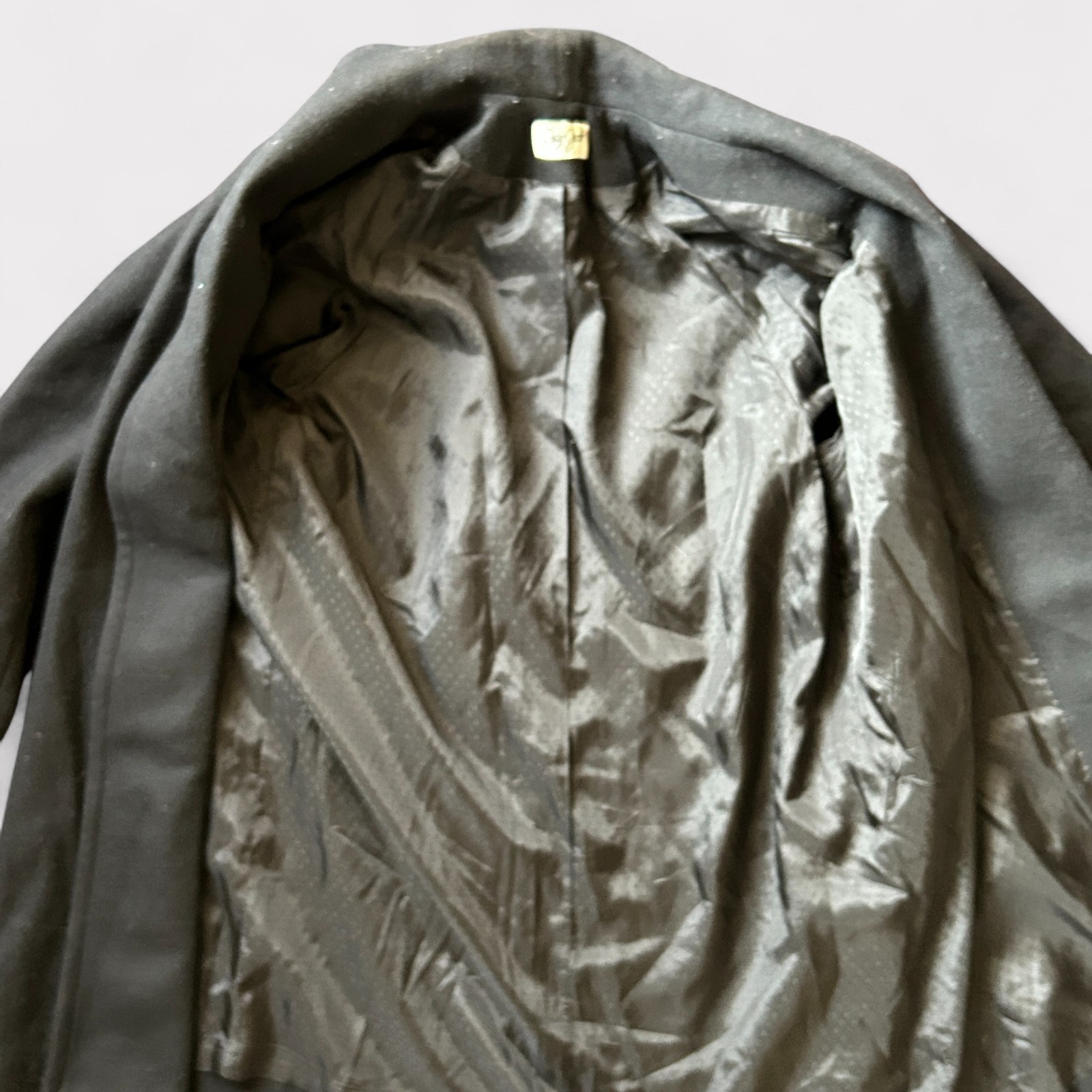 Vintage Jay Jacobs Large Black Wool Drape Winter Coat 1980s L