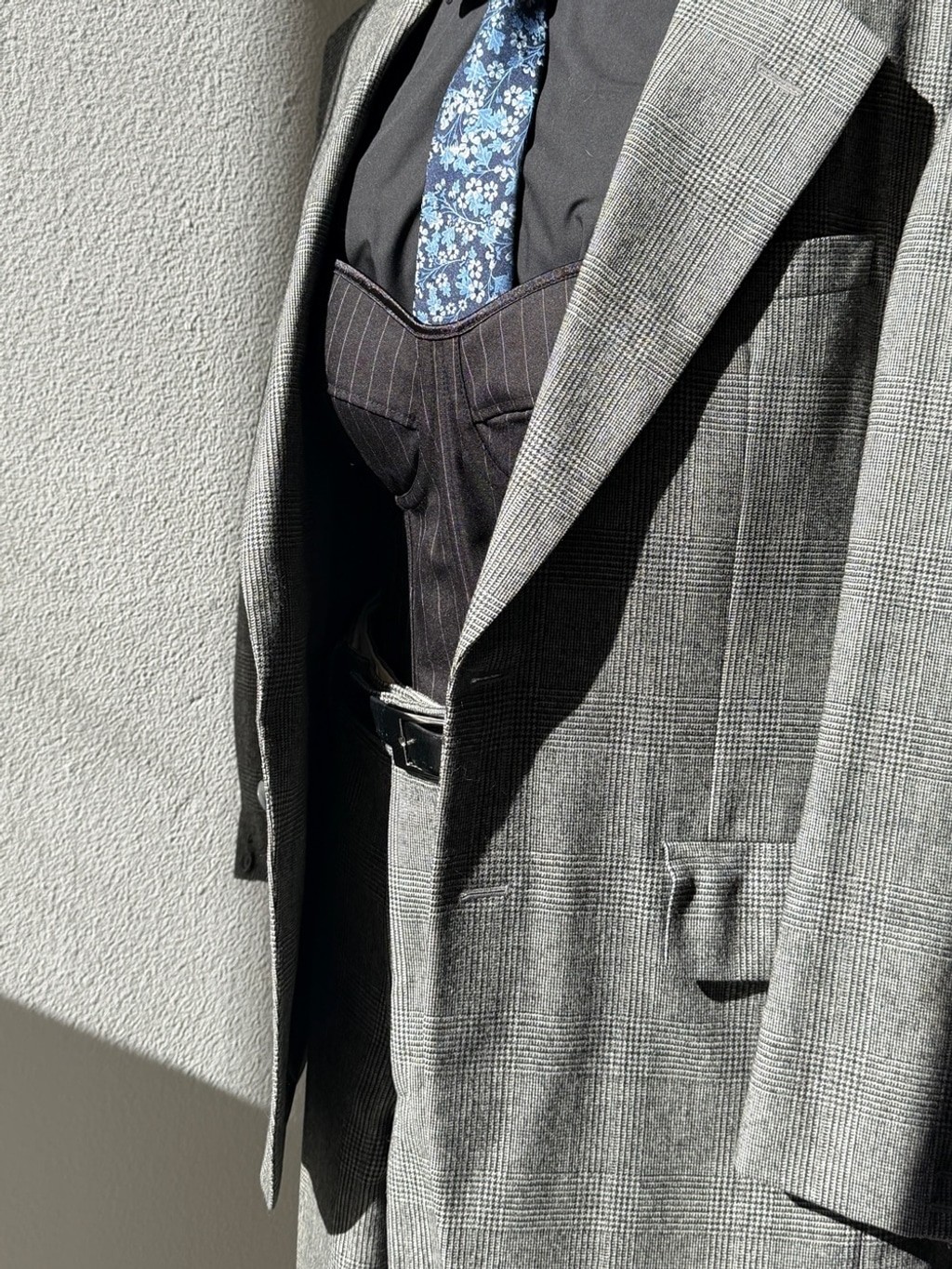 Vintage Burberry Suit Gray Glen Plaid- Classic Tailored Style