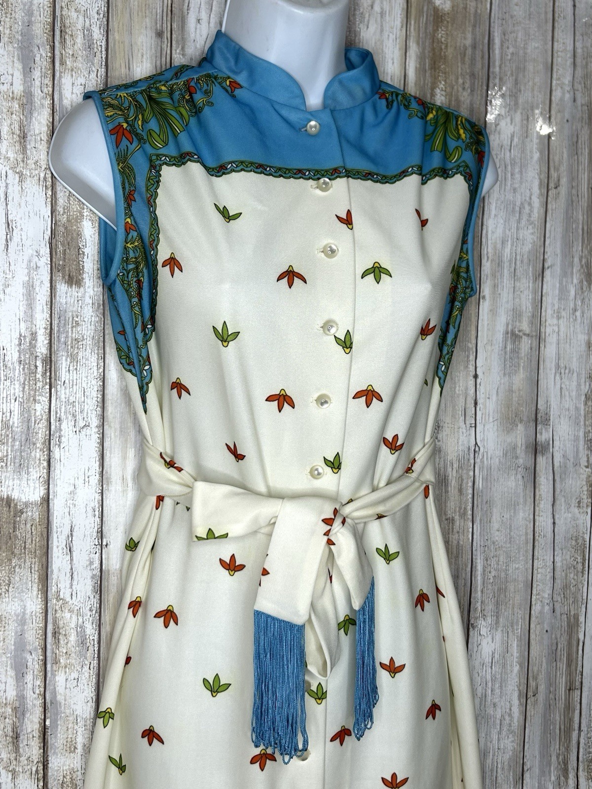 Vintage 60s 70s A Leslie Faye Original Dress Sleeveless With Belt