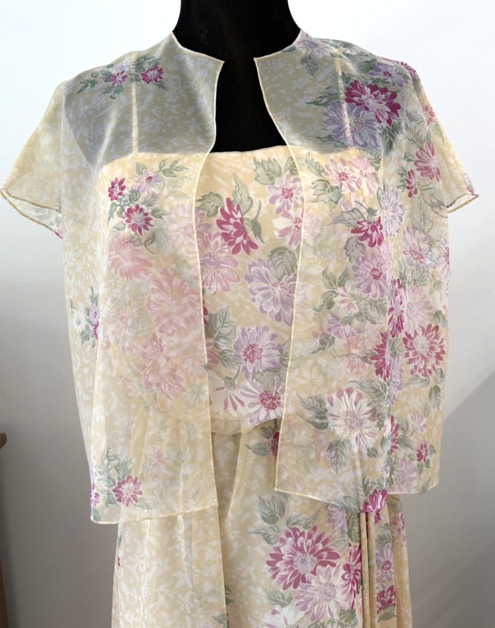Vintage Floral Maxi Sheer Dress size 11/12