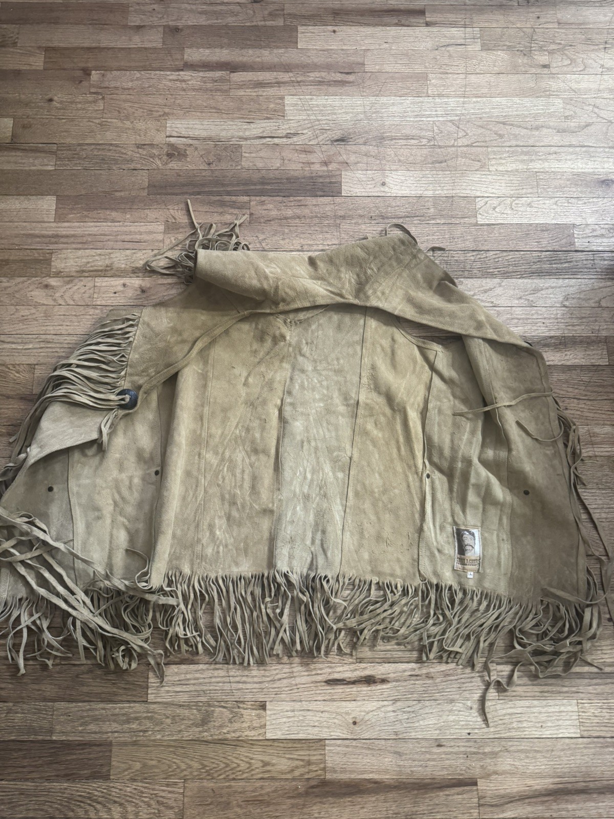 Vintage Gallaghers Suede Fringe Vest Western Leather Tan Size L