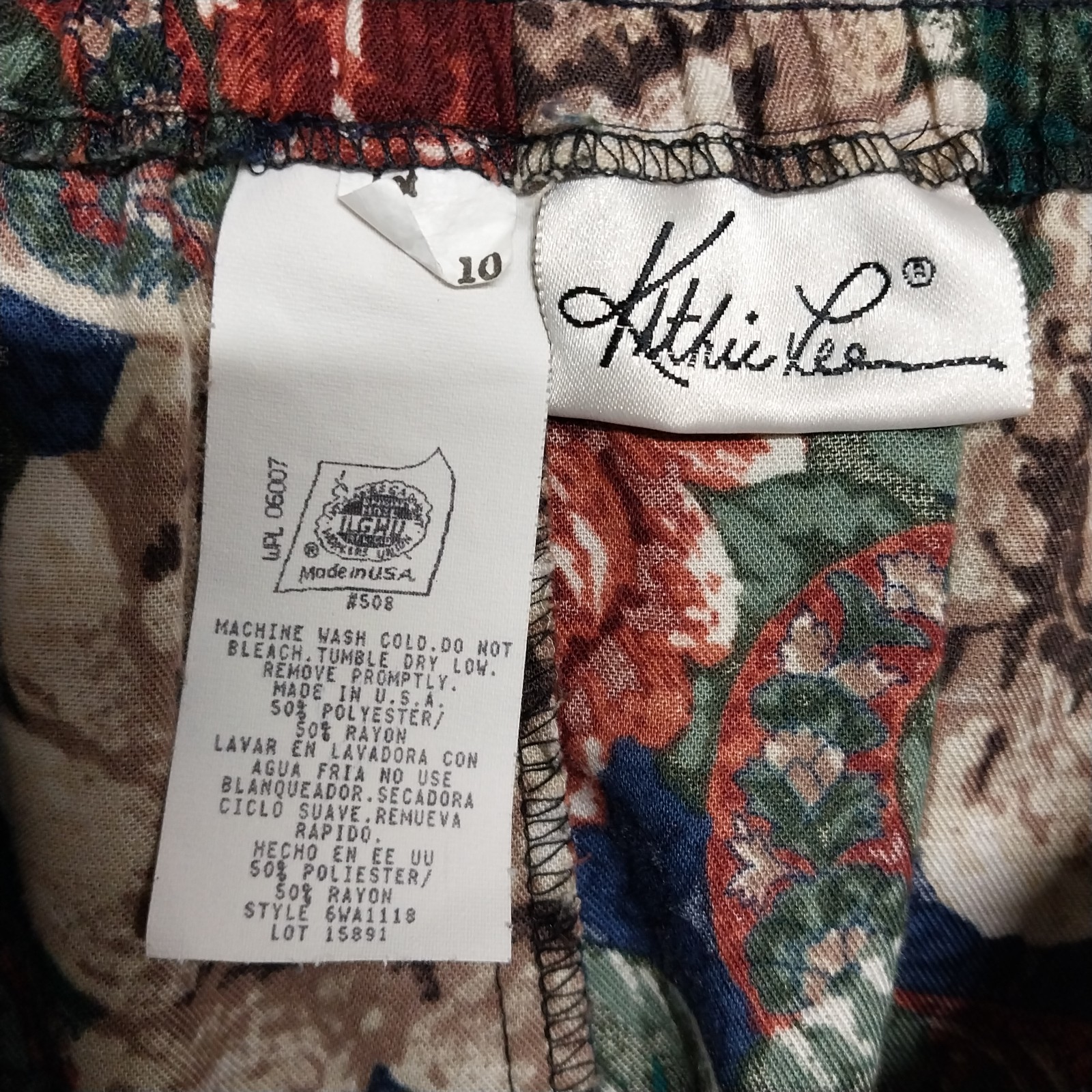 Vintage Kathie Lee Rich Orange Beige Blue Floral Skirt Pleated Maxi USA Size 10