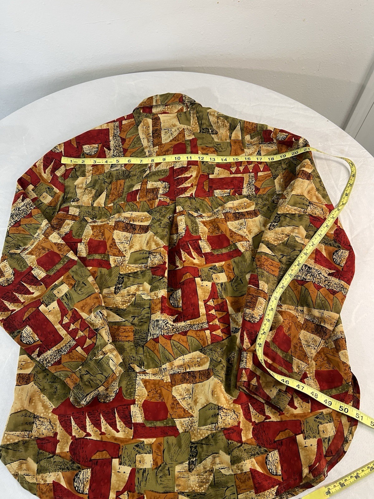 Vintage 90s Button Up Shirt Women’s Large Made In USA Geometric Pattern