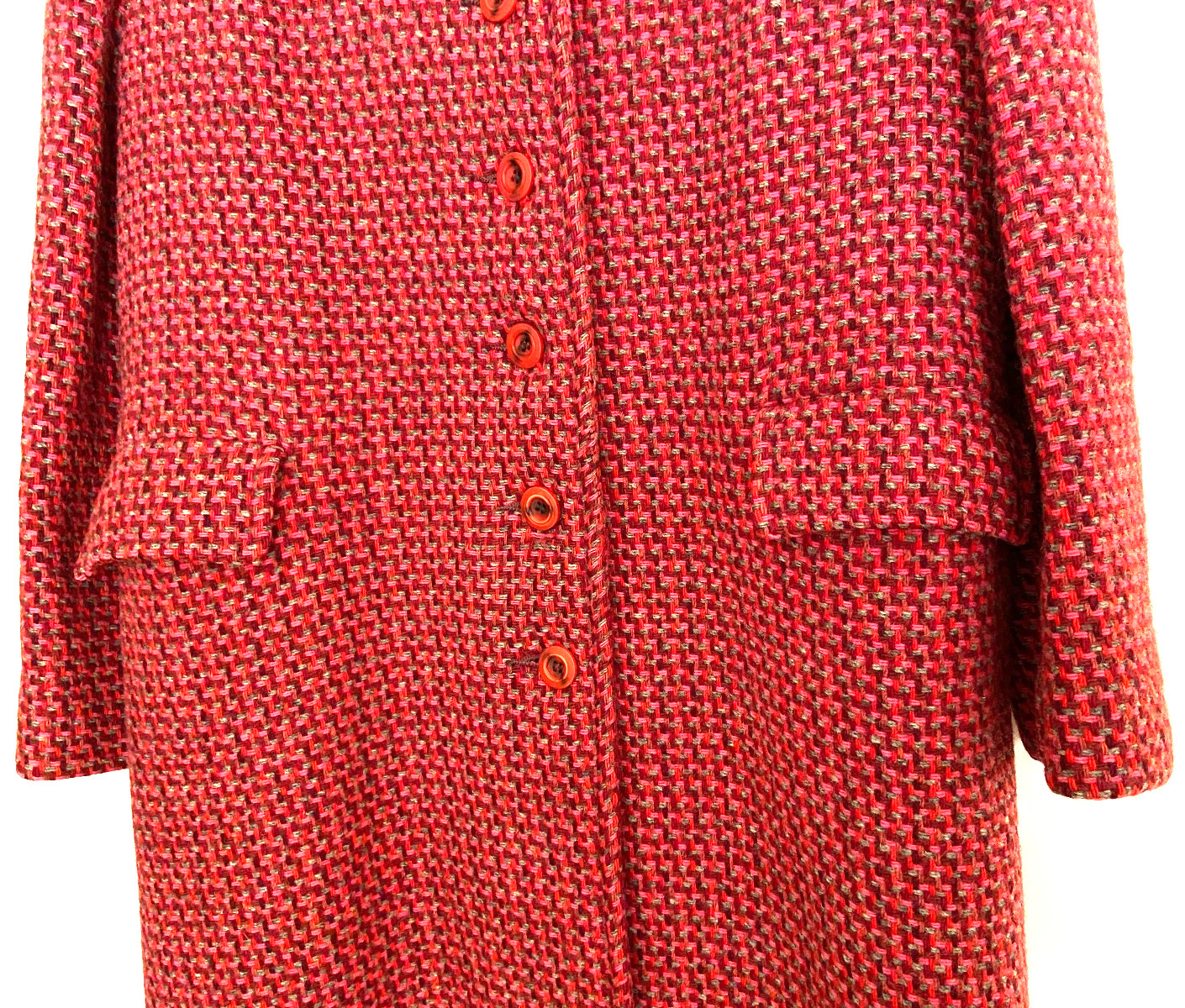 Vtg 1960’s Harris Tweed Handwoven 100% Virgin Scottish Wool Overcoat Sz M/L Red