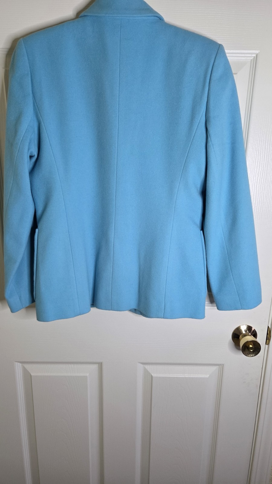 Vtg Chadwicks 6P Sky Blue WOOL CASHMERE Blend Pockets 1Button Lined Women Blazer