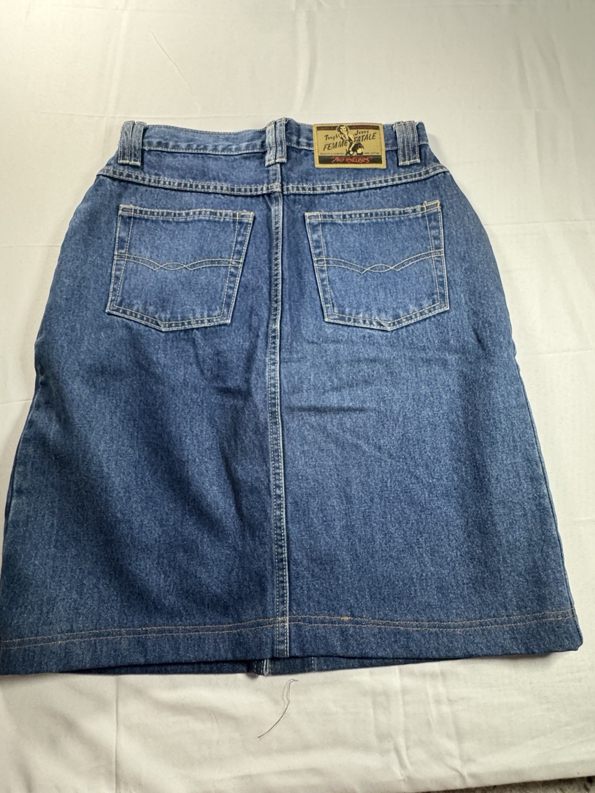 Vintage No Excuses Denim Straight Skirt Femme Fatale Button Front Pleated 9/10