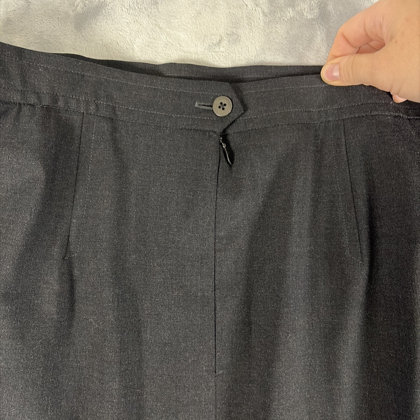 VTG Louis Feraud Pencil Skirt Size 16 Wool High Waist Academia Black Heather