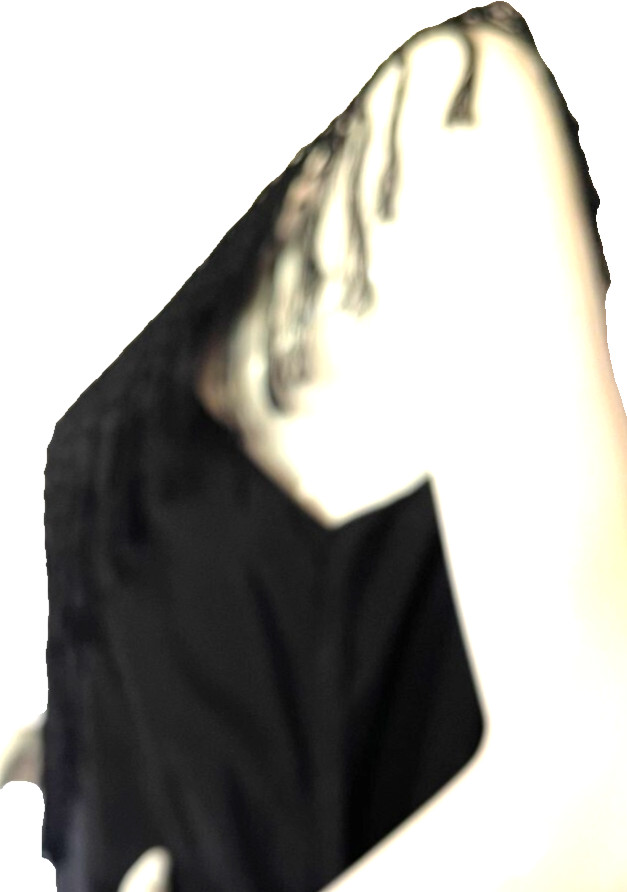 Black Silk Satin 1920 Flapper Sleeveless Dress W/ Fringe Four /Ruffles at Hem