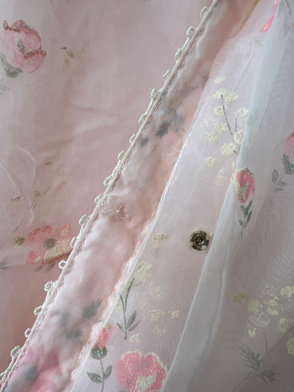 Vintage 60s Julius Garfinckel Co Floral Nightgown Size L Fairy Coquette Feminine