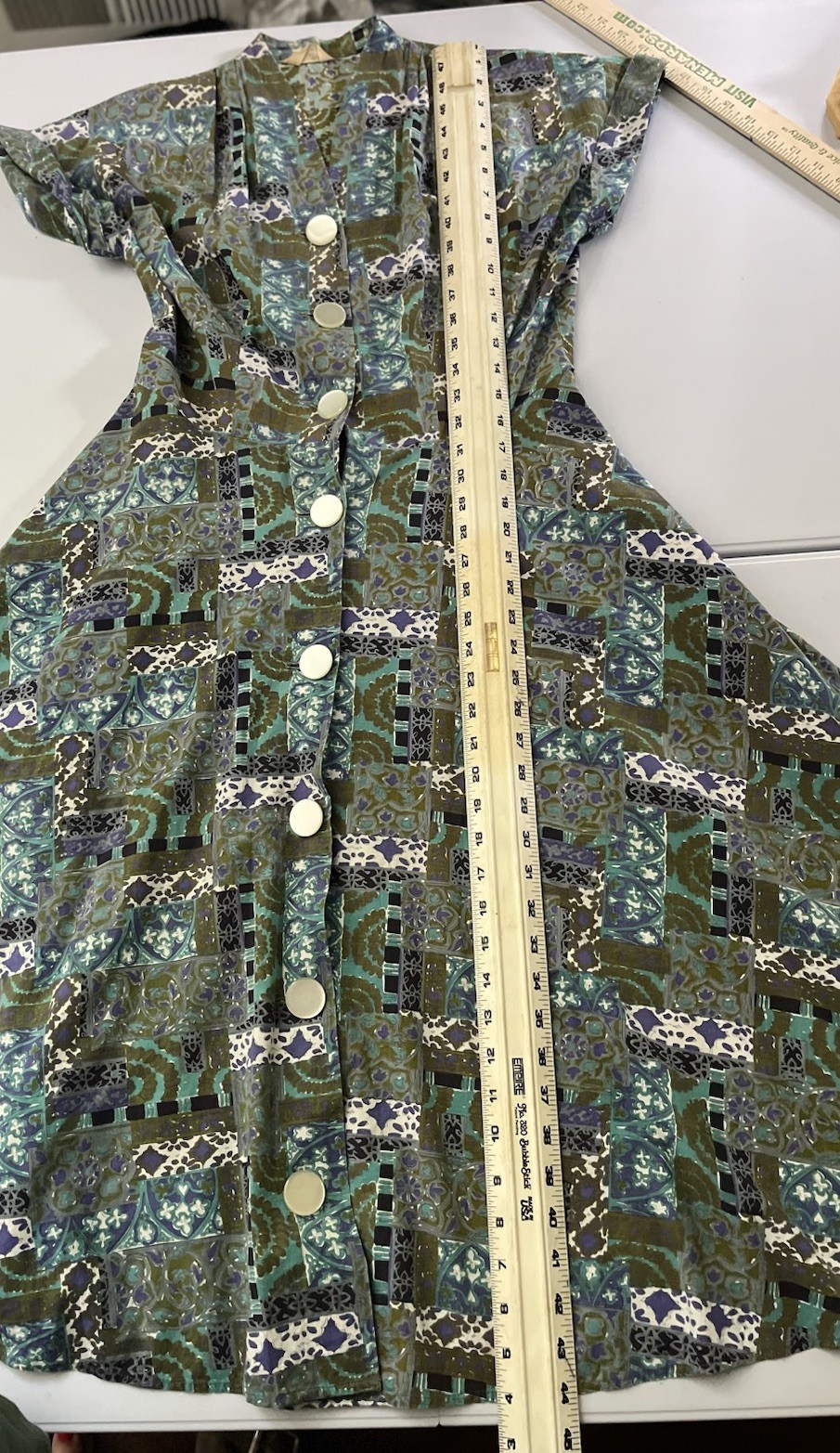 Vtg 50s Penny’s Brentwood Mod Novelty Print Day Dress S Cotton Rockabilly A-Line