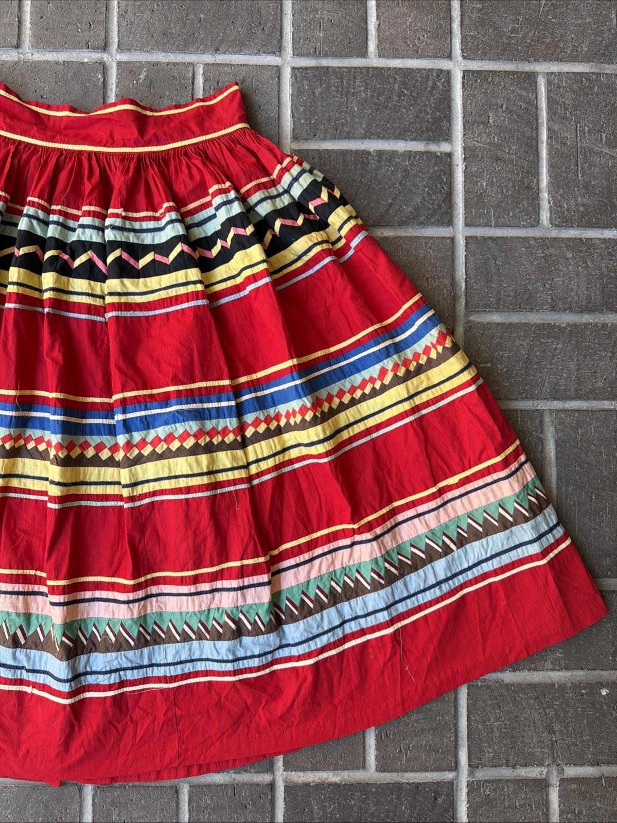 Vintage Seminole Native American Authentic Rare Patchwork Skirt 1950s 40s