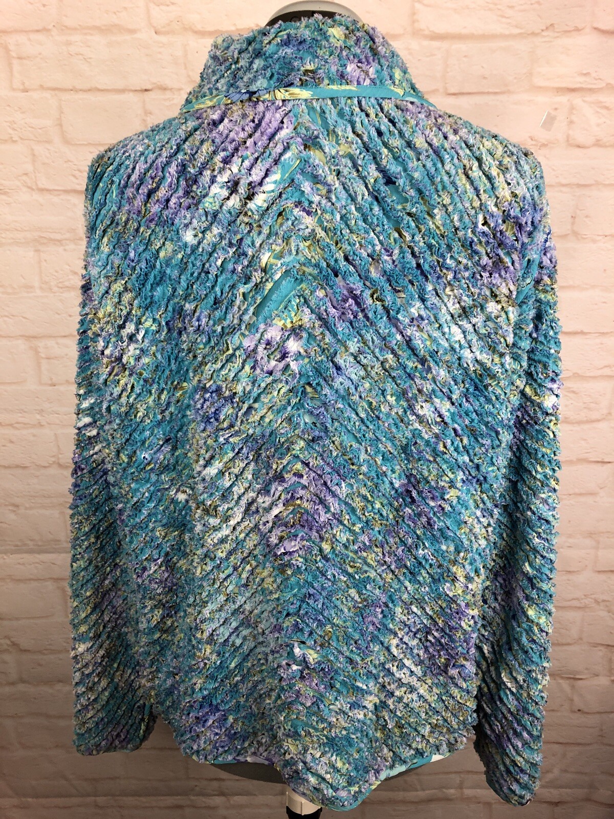 VTG Patchington Reversible Cardigan Sweater Medium Floral Teal Long Slv Sweater
