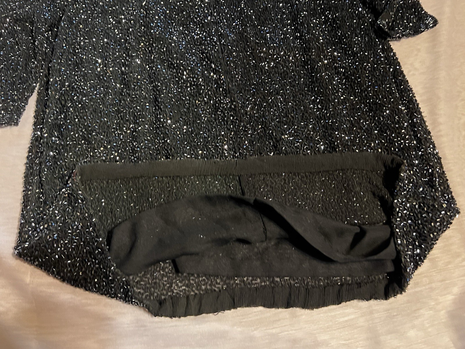 Vtg Naeem Khan Lillie Riazee Sequin Beaded mini long sleeve body con dress 80’s