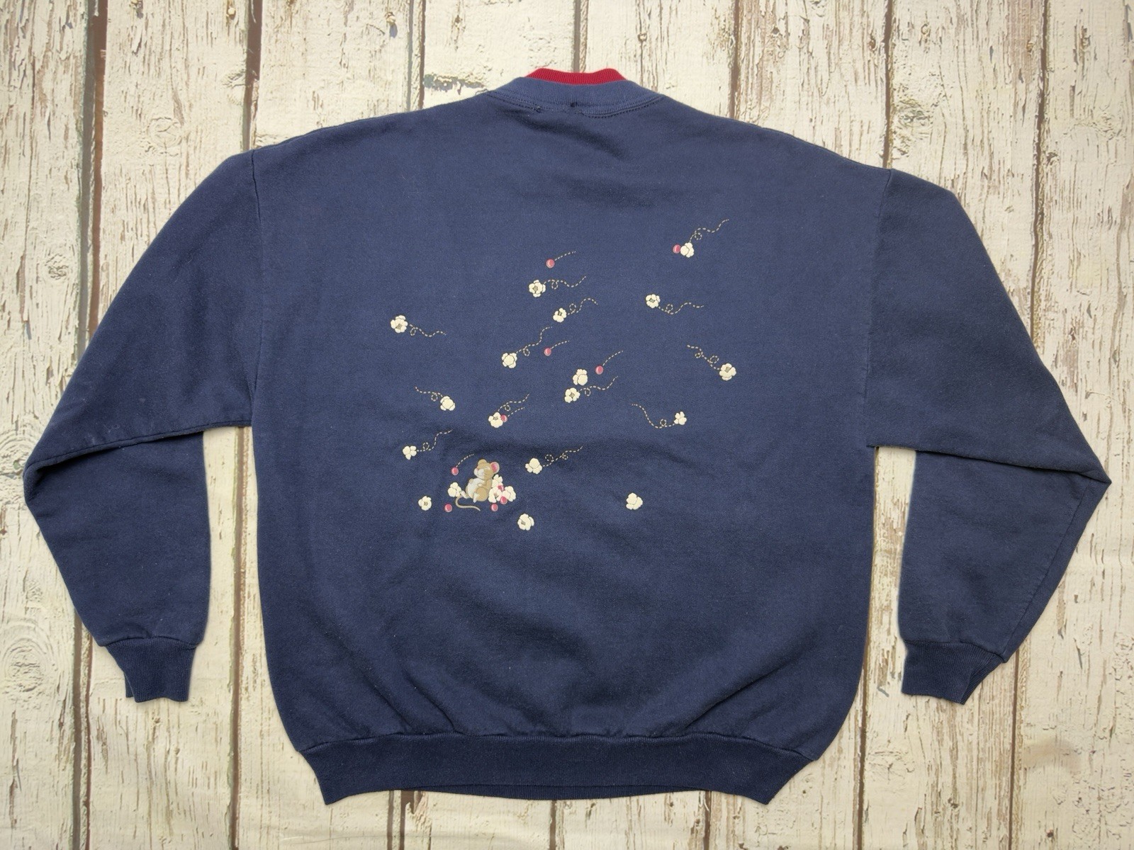 VTG Christmas Mice Ornaments Decorations Morning Sun Crewneck Sweatshirt READ