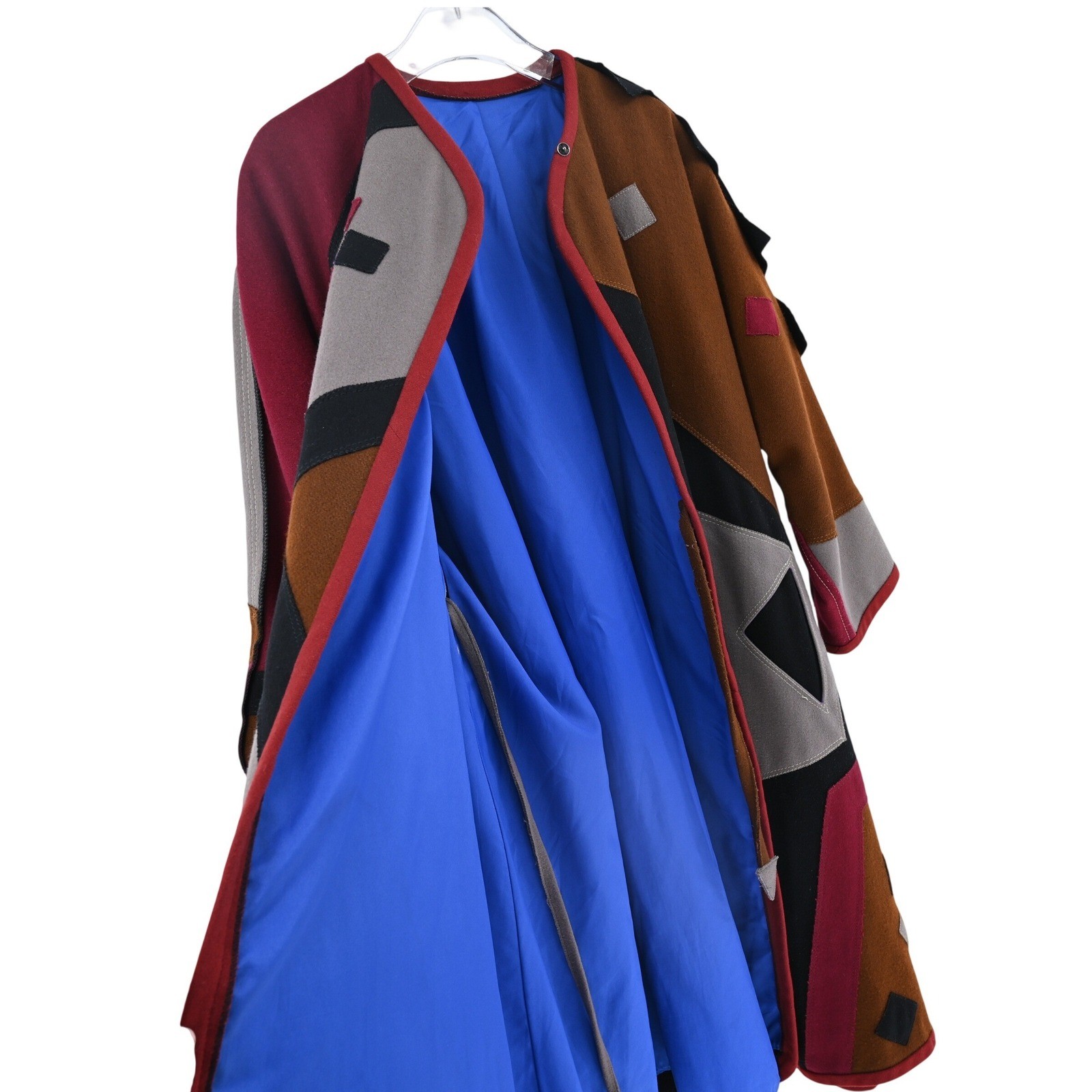 VTG Lagenlook Handmade Art to Wear Geometric Patchwork Long Coat of Many Colors