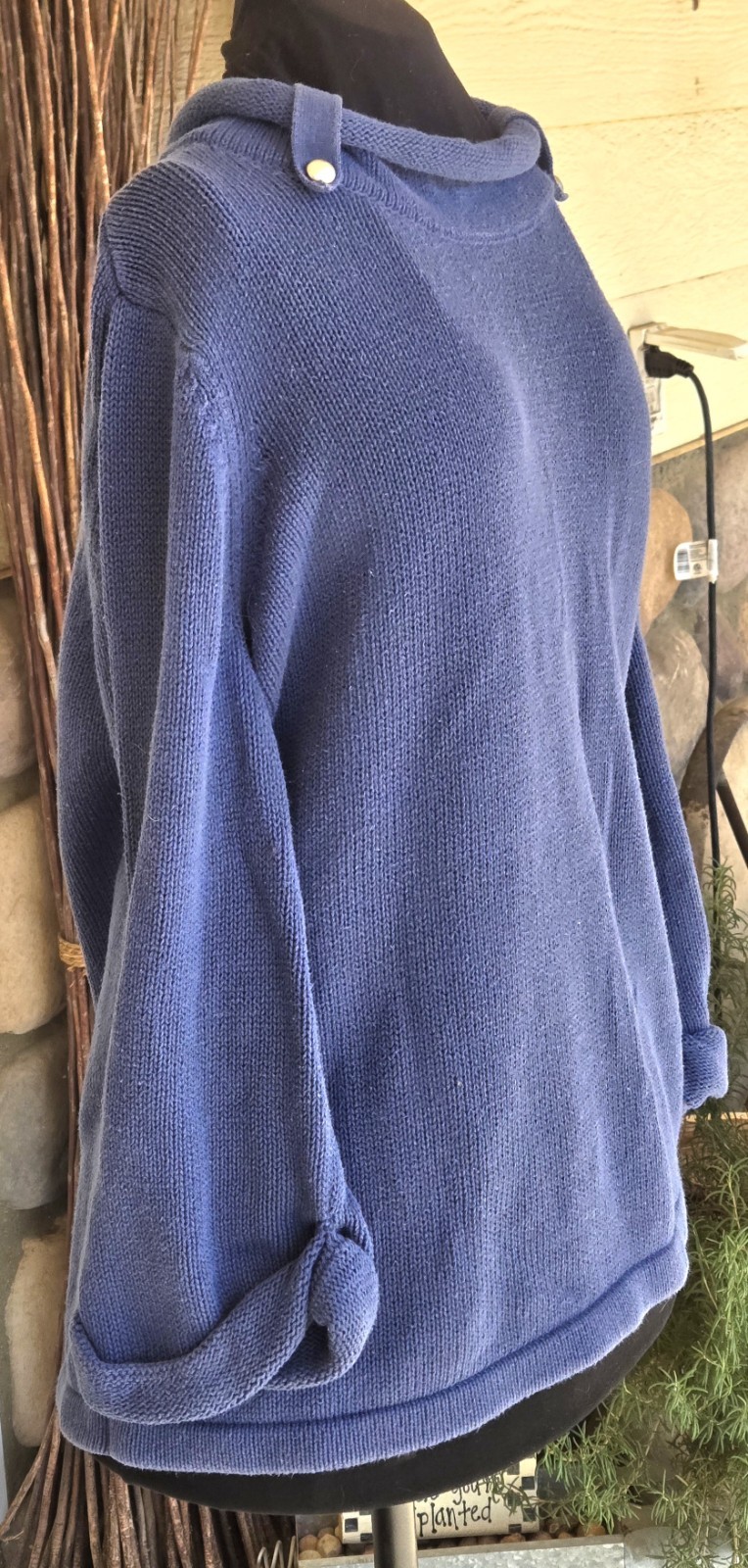 2000s CJ BANKS Periwinkle Sweater With Mock Neck Button Details Size 1X