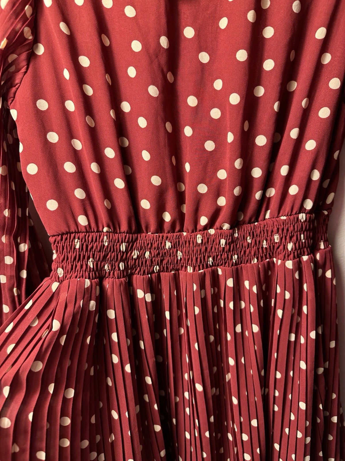 VTG La Chapelle Dress Polka Dots Pleated Skirt Retro Tradwife 40s 60s Twee Girly