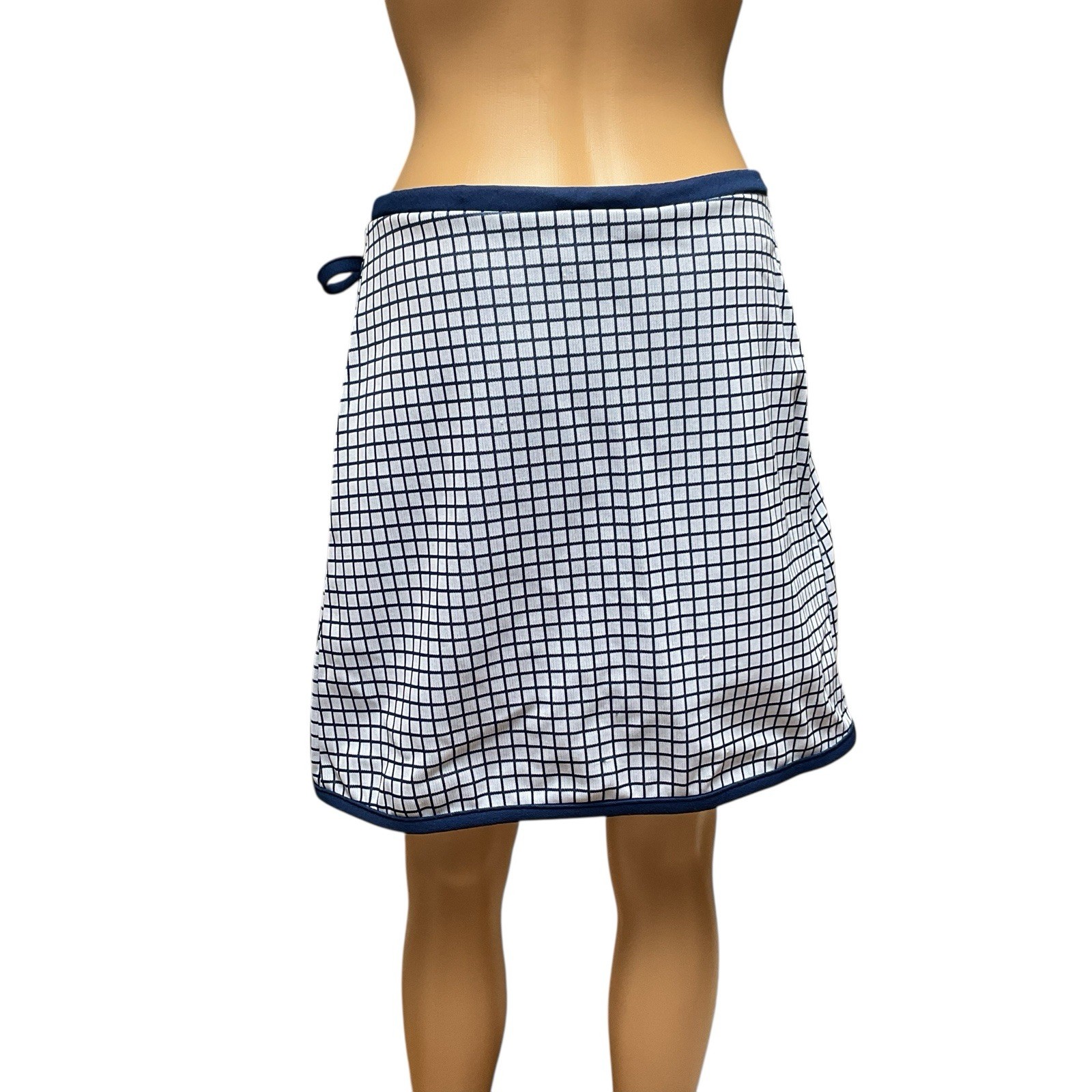 Vintage JC Penney Fashions Skort Blue Polyester Windowpane Skirt Tennis Shorts