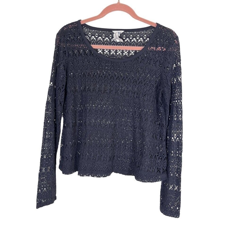 Aeropostale Floral Lace Top M Black Neutral Preppy Classic Chic Y2K Romance 80s