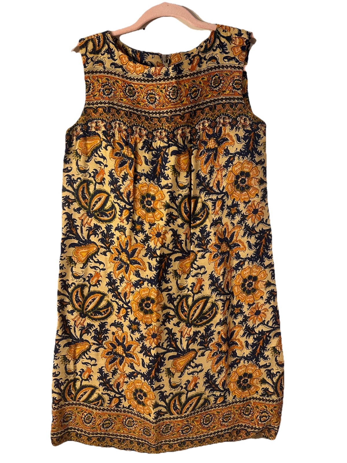 Retro Vintage Summer Spring Sleeveless Floral Shift Dress 1970s 1960s