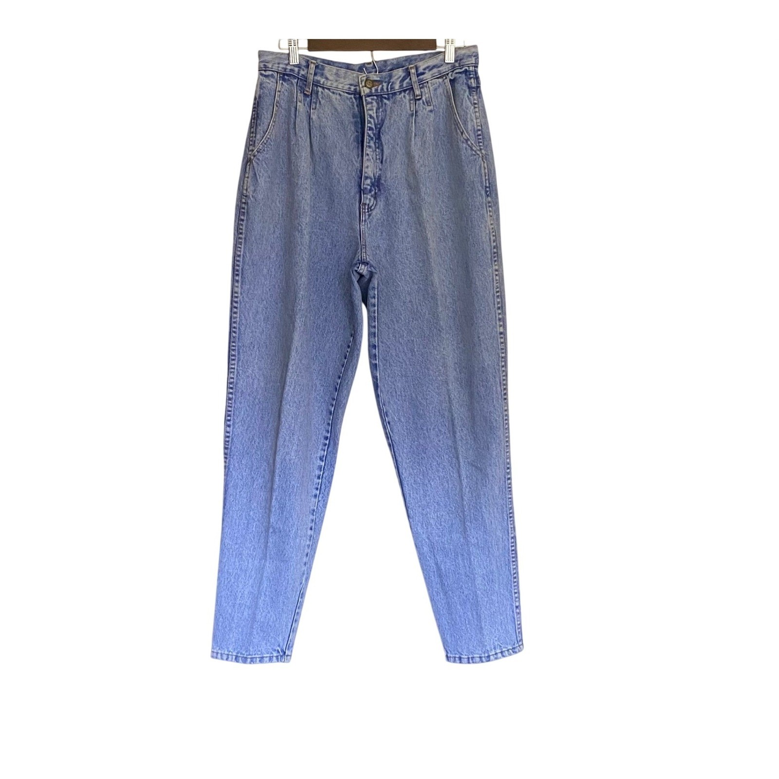 Bill Blass Vintage 90s High Waisted Pleated Tapered Light Wash Women Jeans Sz 14