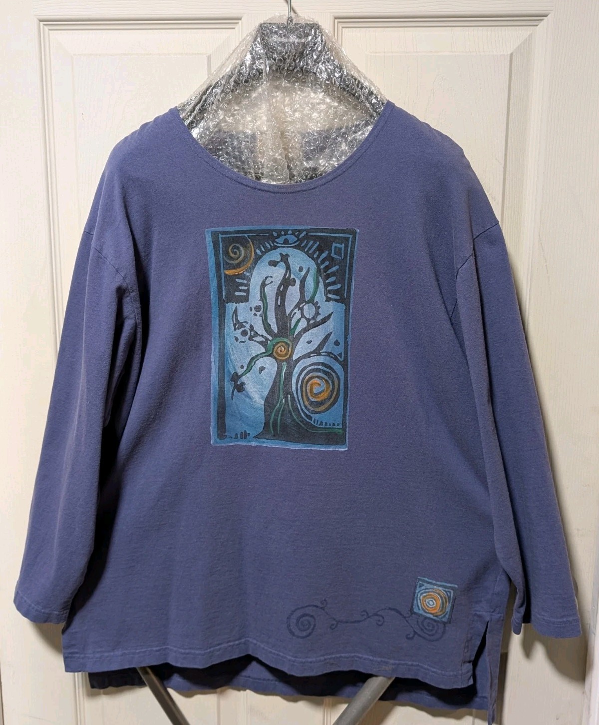Blue fish rare purple long sleeve tree tunic shirt clothing vintage 90s hand…