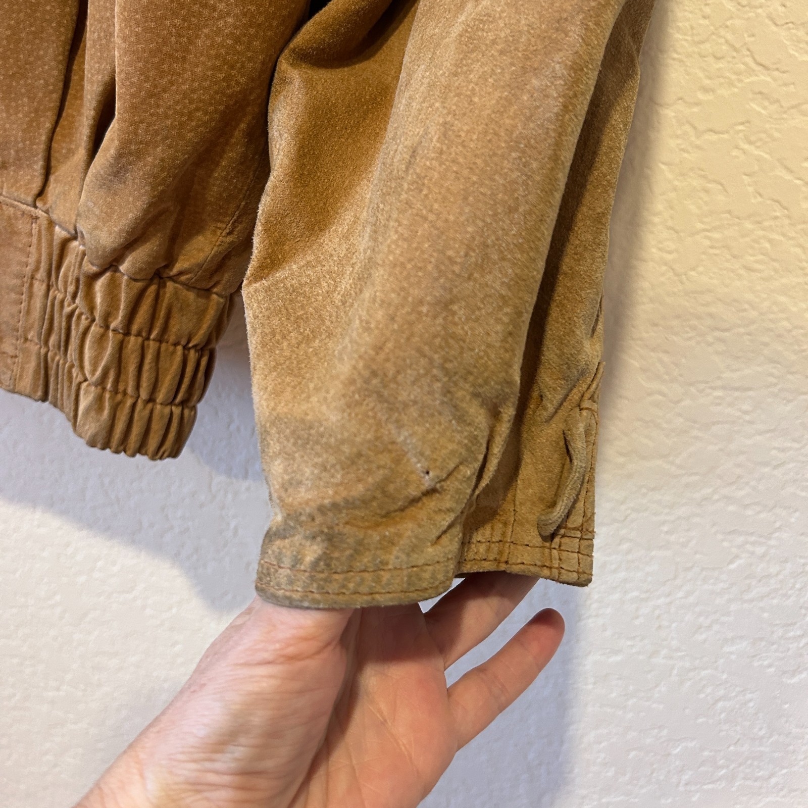 VTG 90s Avanti Suede Leather Bomber Jacket Oversized Sz L Sherpa Fleece Collar