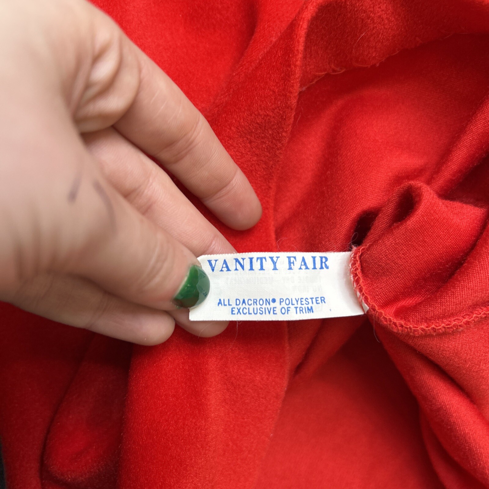 Vintage Vanity Fair Velour Zip House Coat / Robe Size Lg Red Quilted Detail
