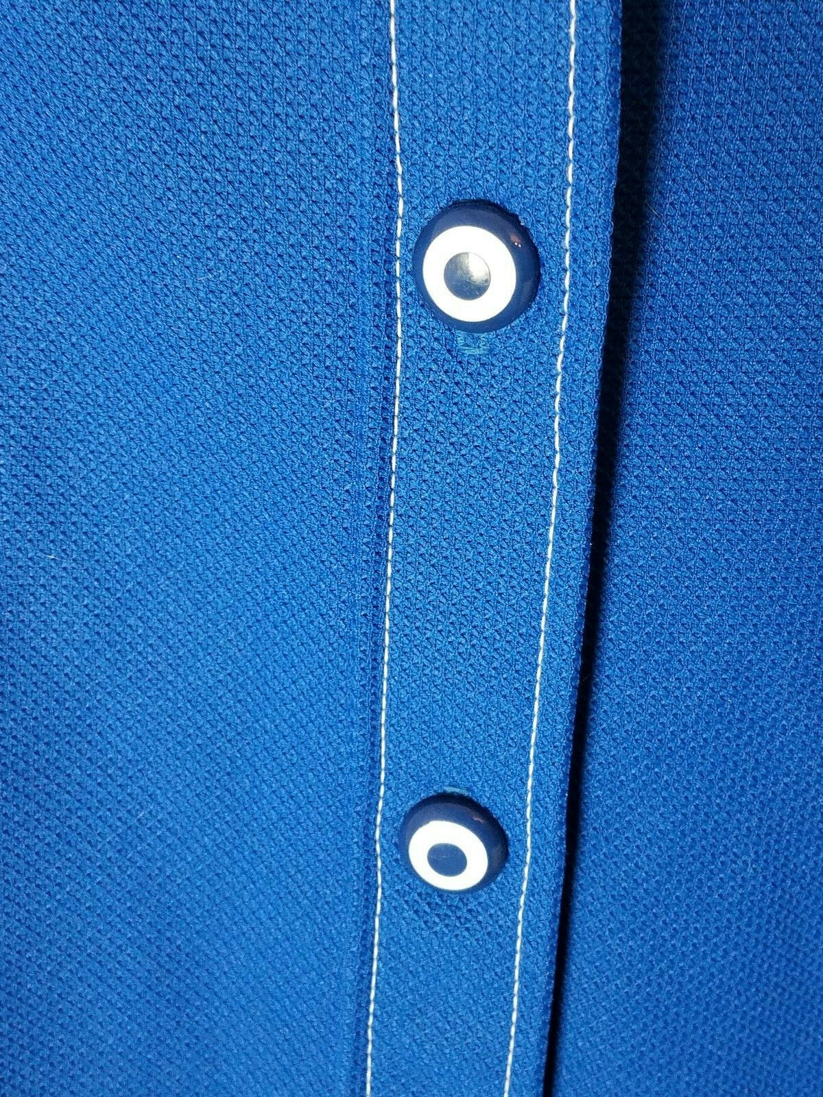 Vintage Sears 100% Polyester Blue Button Down Shirt Size 12 EUC Retro Mod