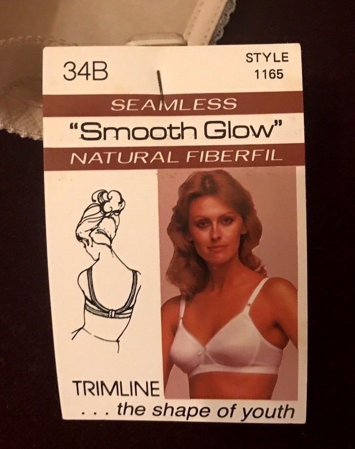 Vintage Bra Smooth Nylon Beige Nude Polyester Adjustable Lycra 1970s NEW 34B