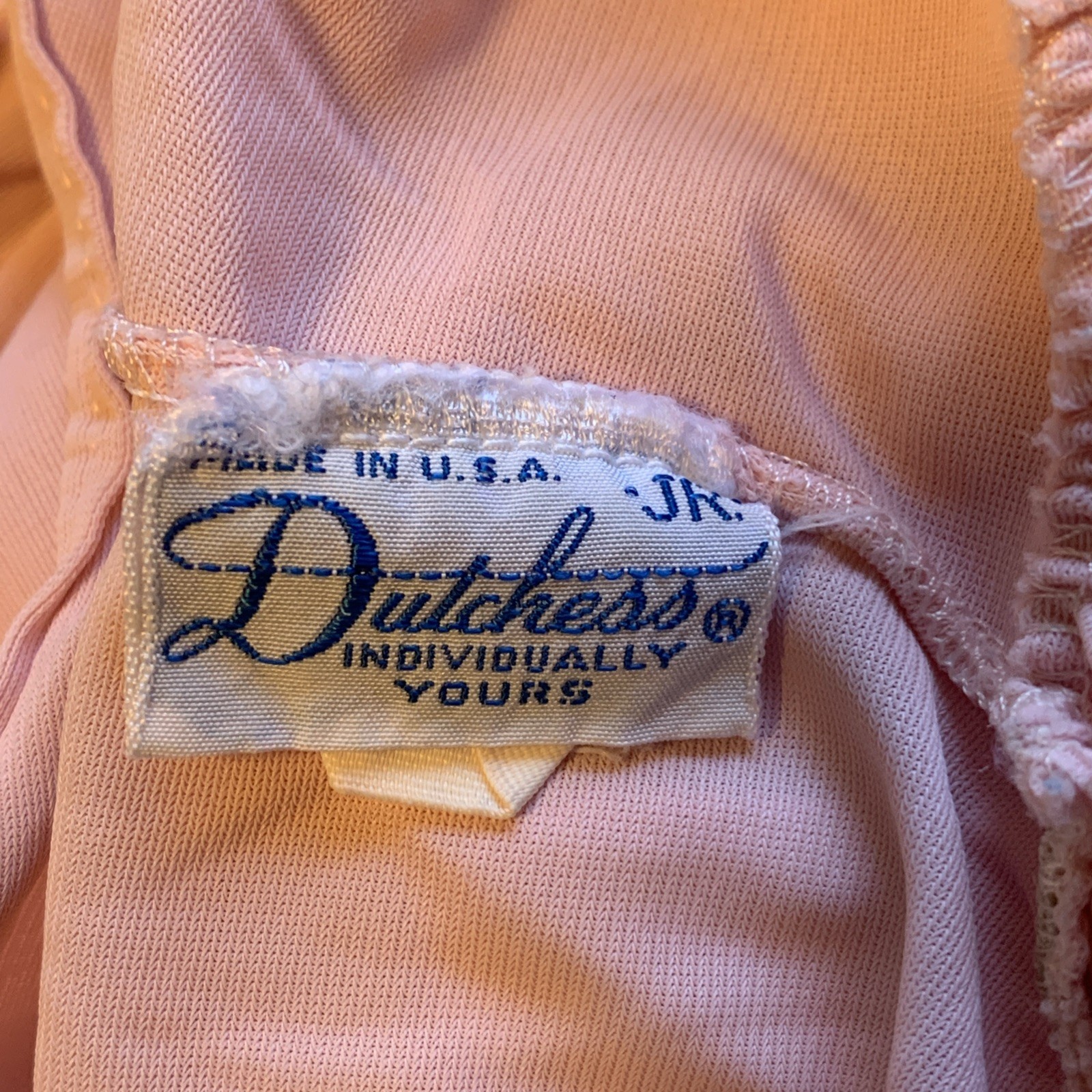 VTG Dutchess Individually Yours JR Nightgown Pink Embroidered Nylon Measured