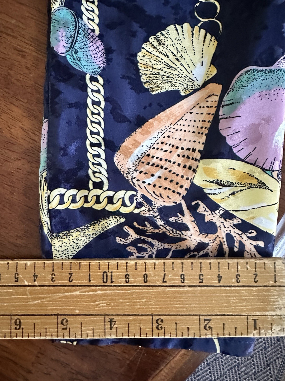 VTG Dolman Sleeve Dress Navy Shell Print W Pockets Size XL USA Made Handmade