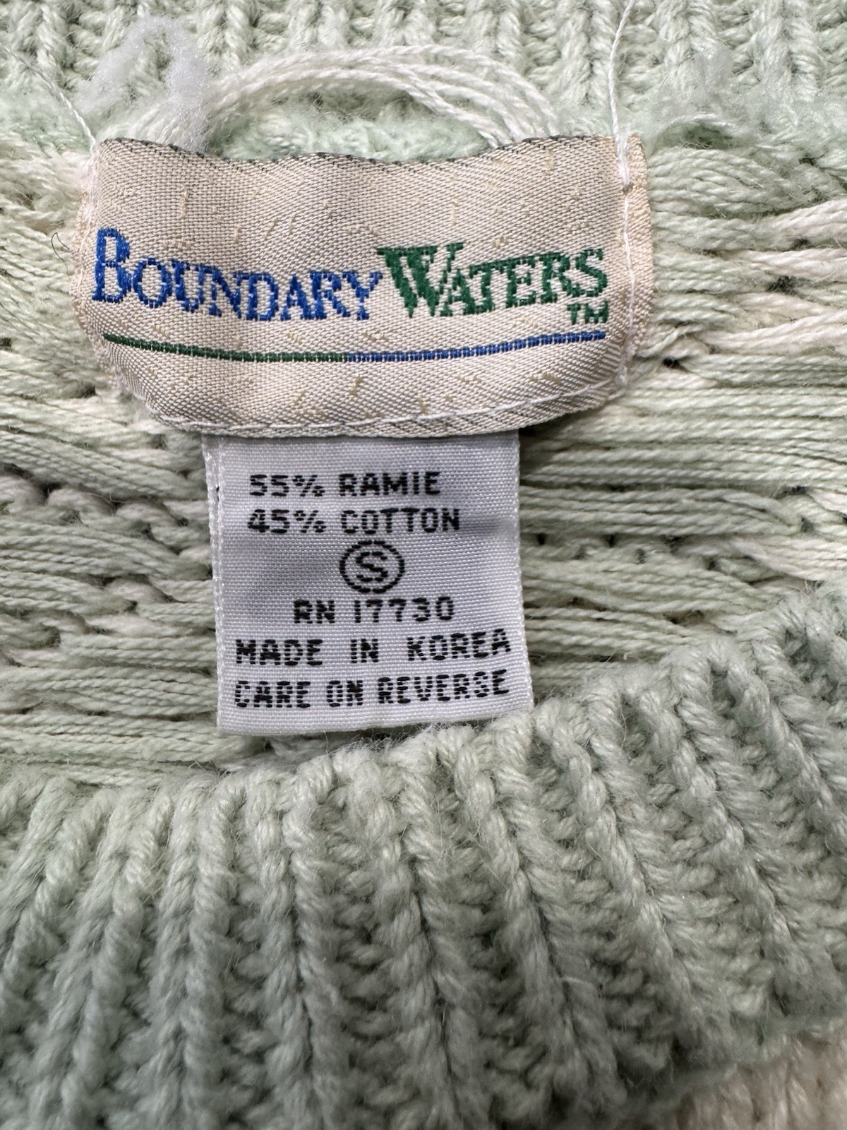 Boundary Waters Vintage 80s Knit Sweater Women’s Size Small Green Shoulder Pads