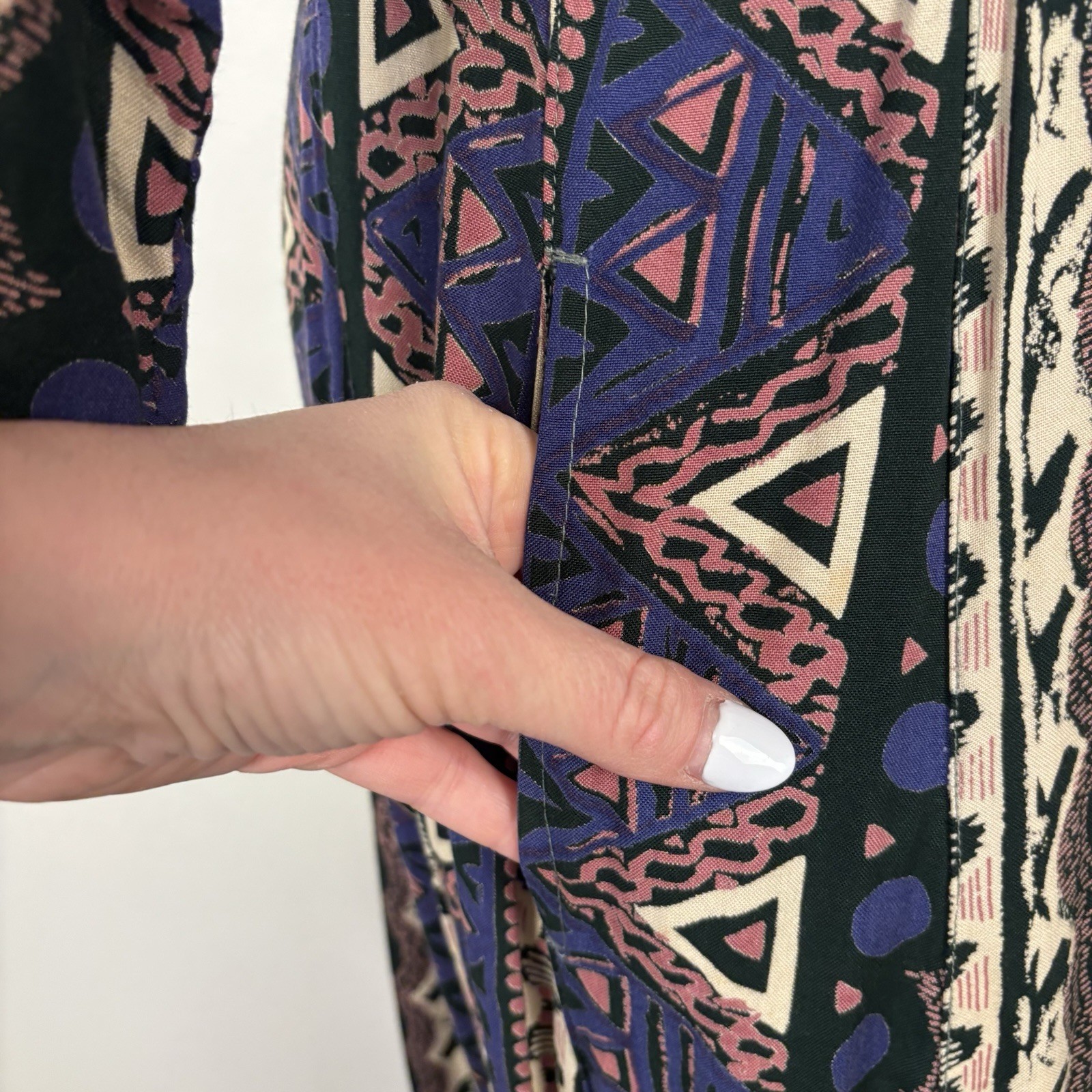 VTG 90s Classic Womens M India Boho Maxi Dress Cotton Rayon Geometric Tribal