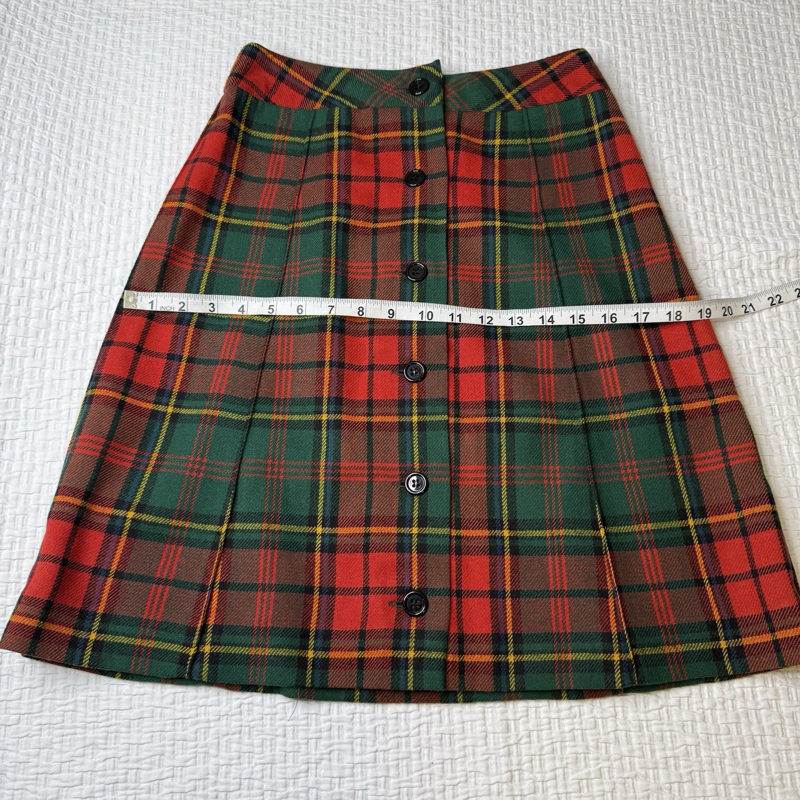 Vtg. Agile Florence Walsh Red Green Plaid Tartan A – Skirt Wool Size 8 Lined