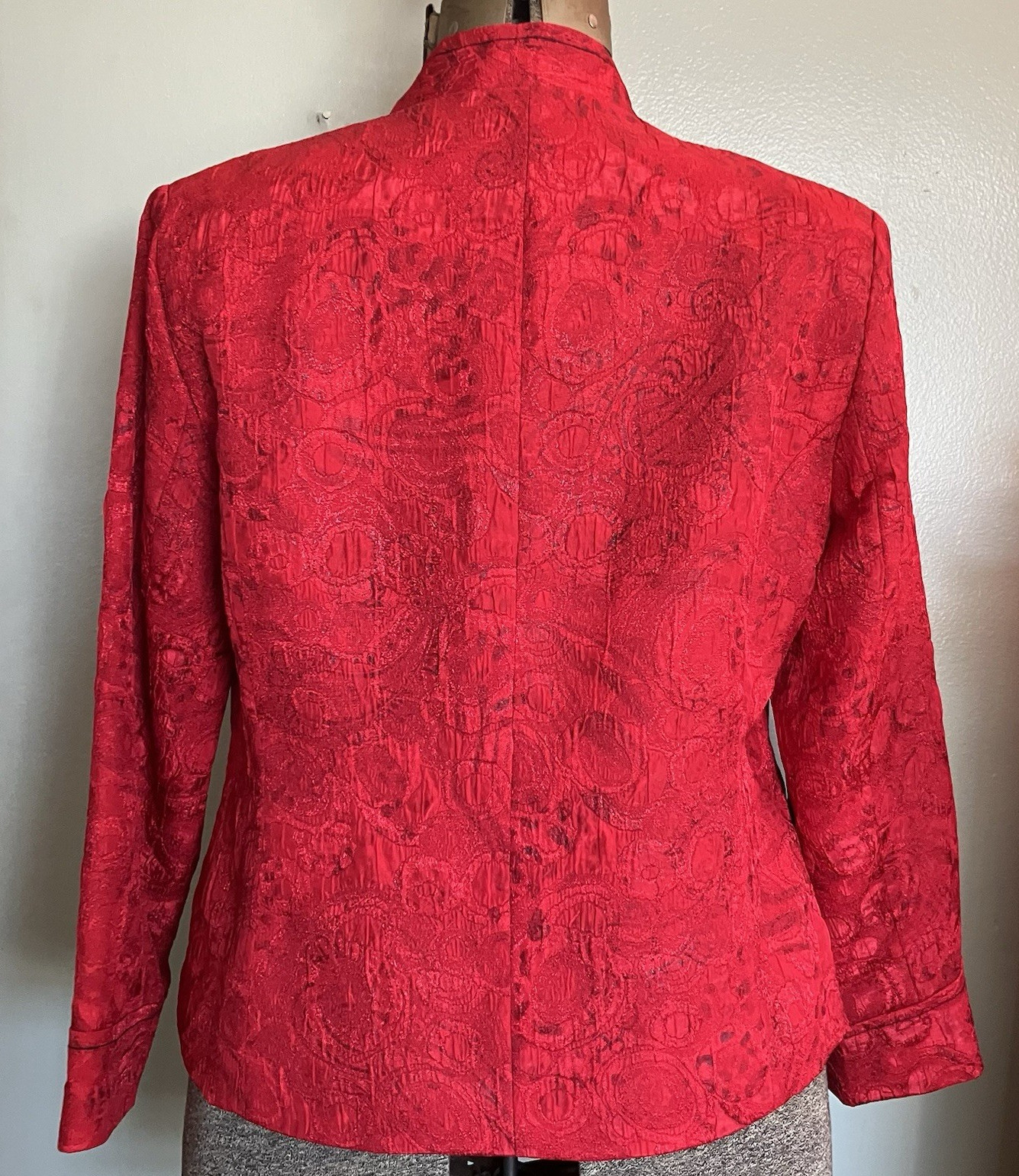 Vtg 80s Erin London Red Jacket Hook & Eye Closure Lightly Padded Shoulders