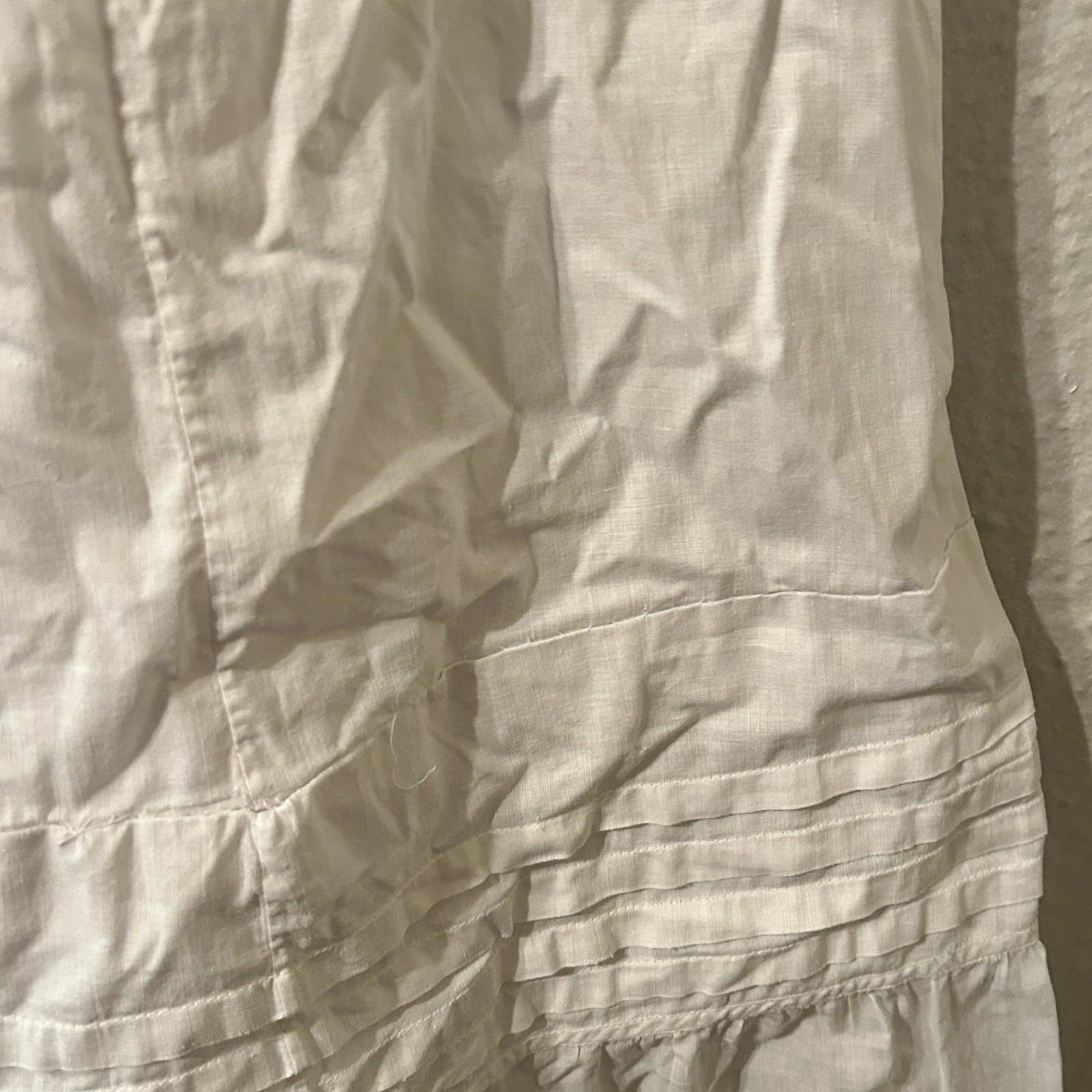 Antique Edwardian XXS White Cotton Eyelet Lace Lawn Skirt Petticoat 22″ Waist