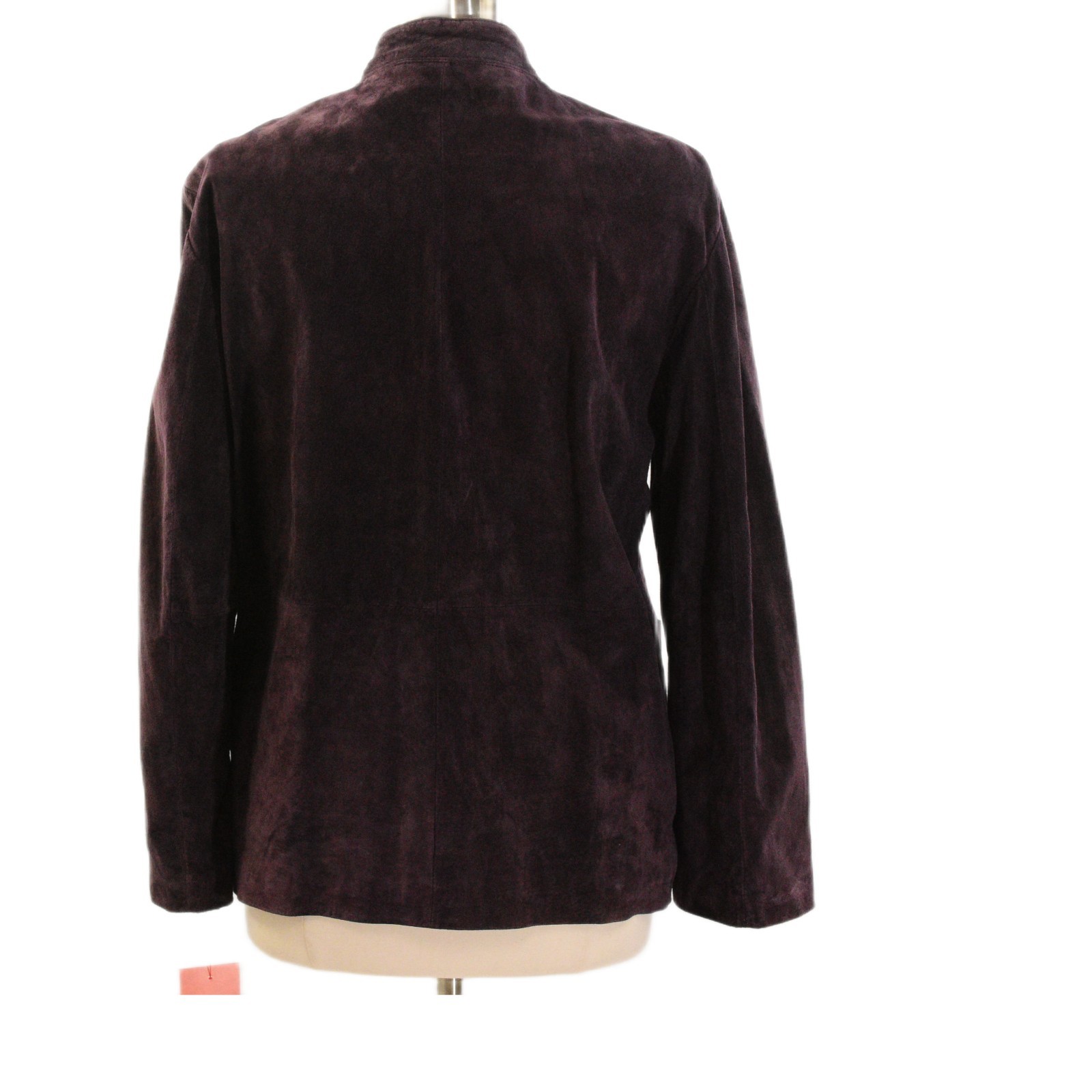 90s Vintage Purple Suede Leather Jacket Womens 10 Band Collar Utility Barn Coat