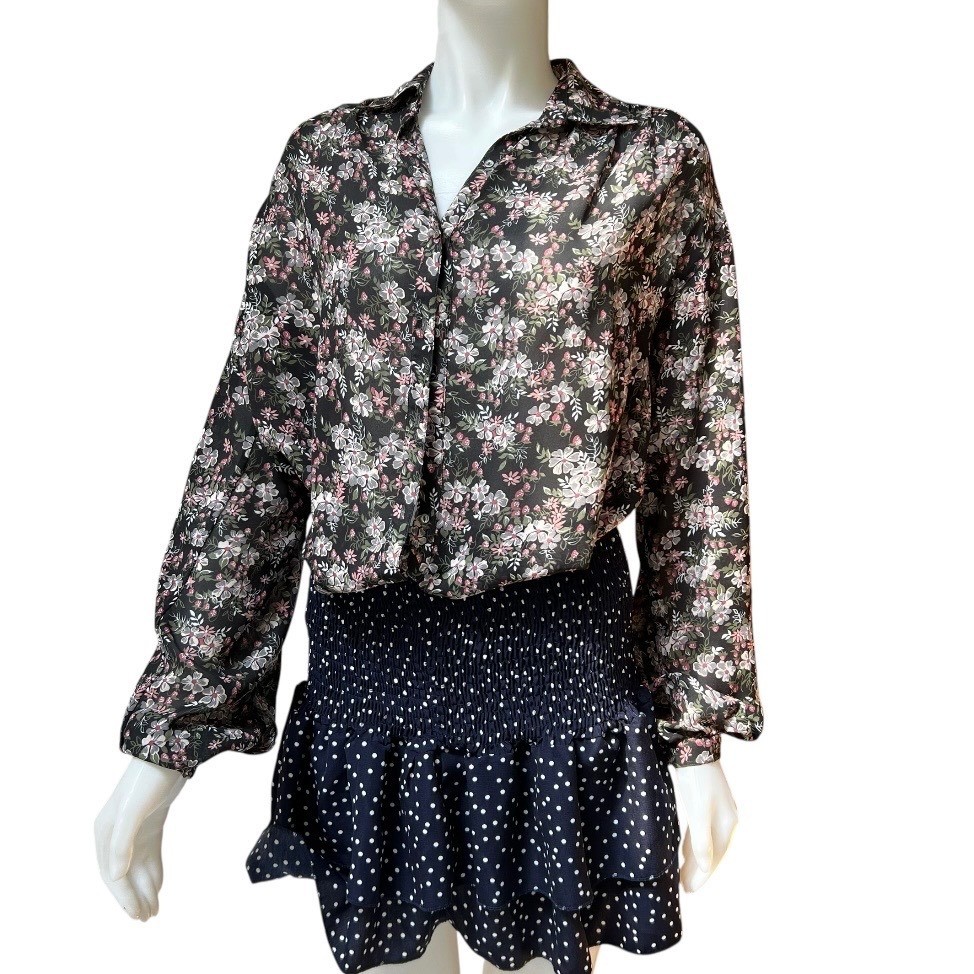 VTG 70s Givenchy for Chesa Floral Blouse 10 Office Siren Dark Fairy French Girl