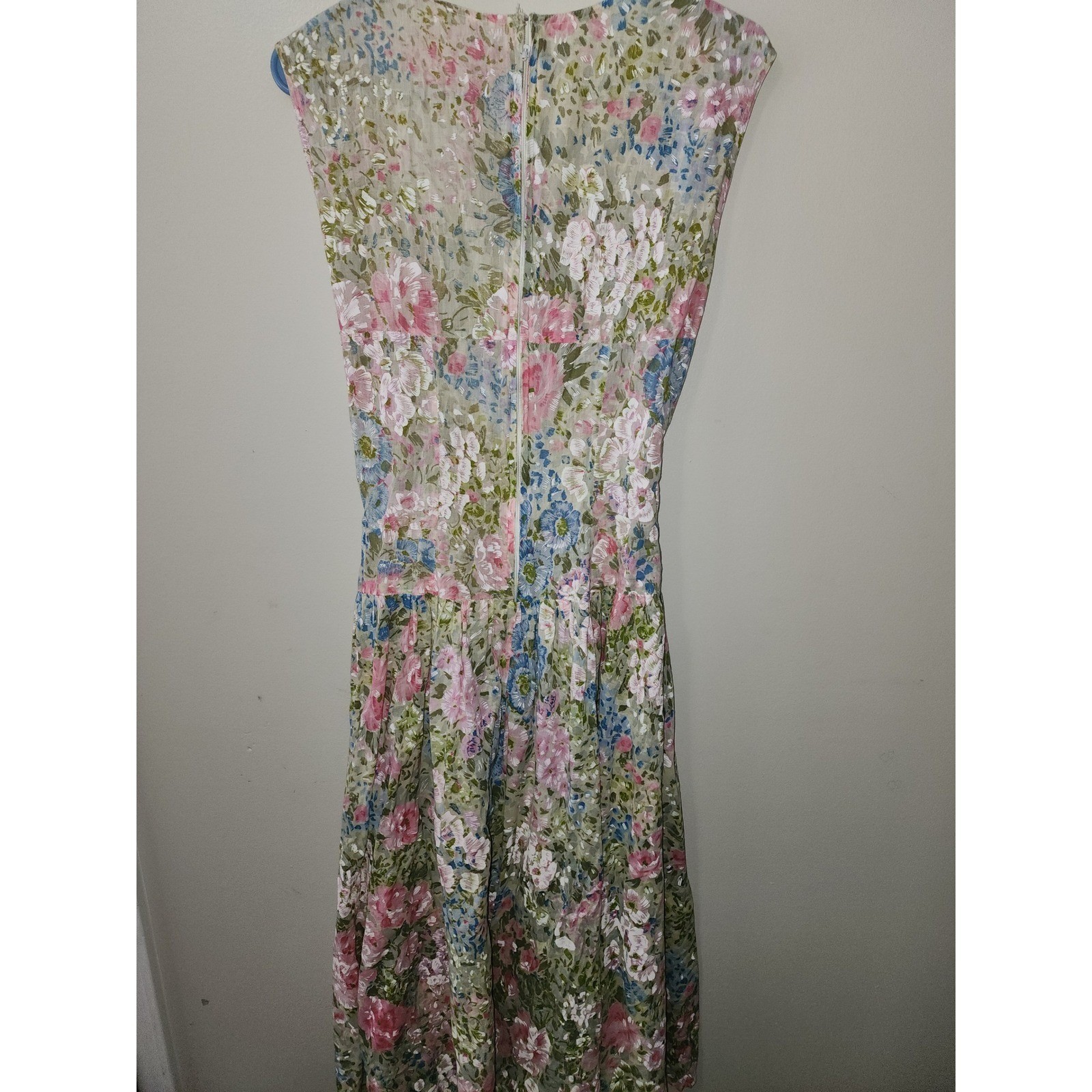 Vintage 80s 90s Phool Dress Size Small Pastel Floral Maxi Dress Square Notch