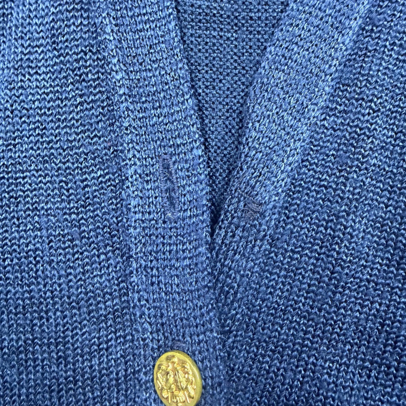 Vintage 80s Blue Grandma Cardigan Sweater Old Money Look Size XL