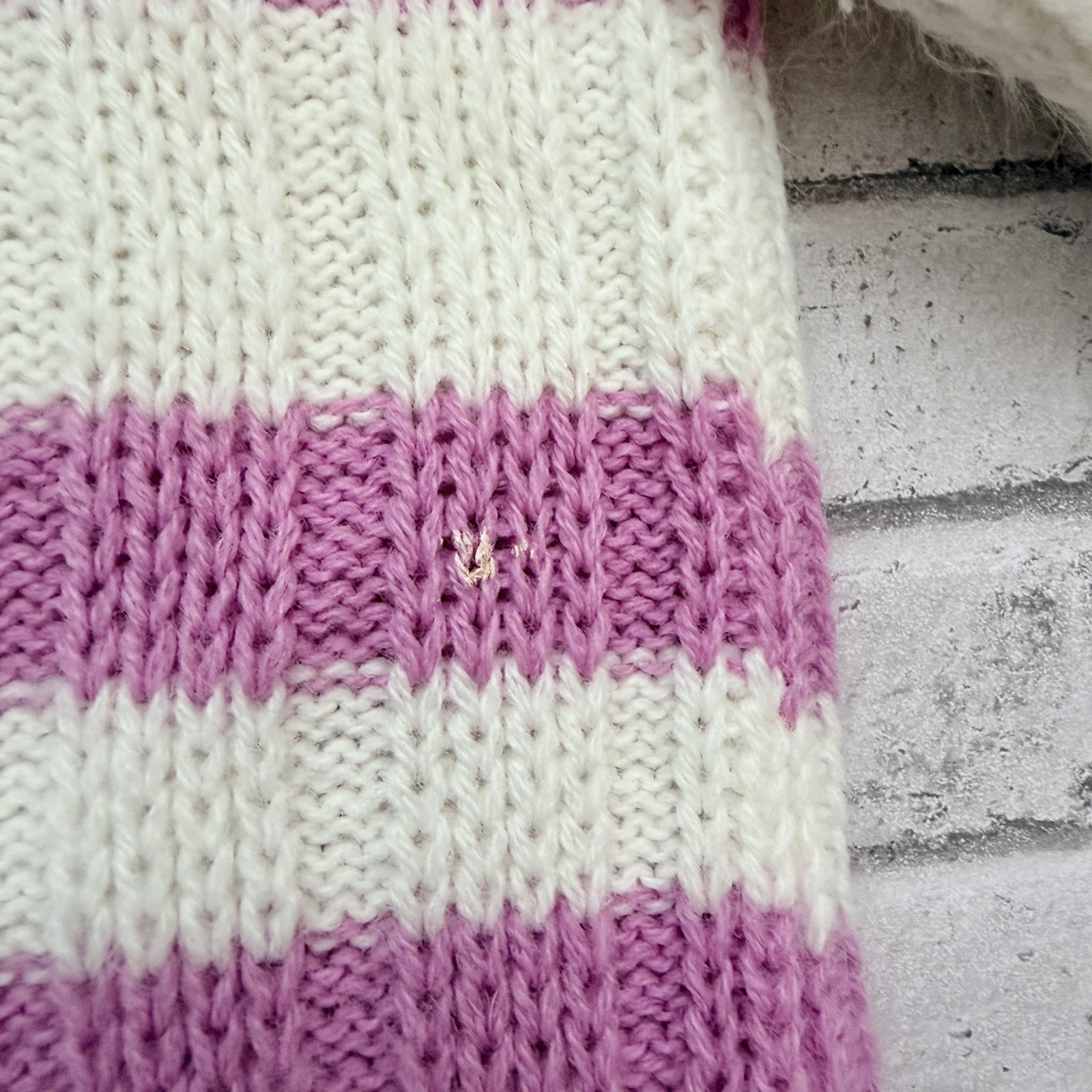 Vintage 1960s Lauren Knitwear Turbo Orlon Purple Striped Short Sleeve Sweater