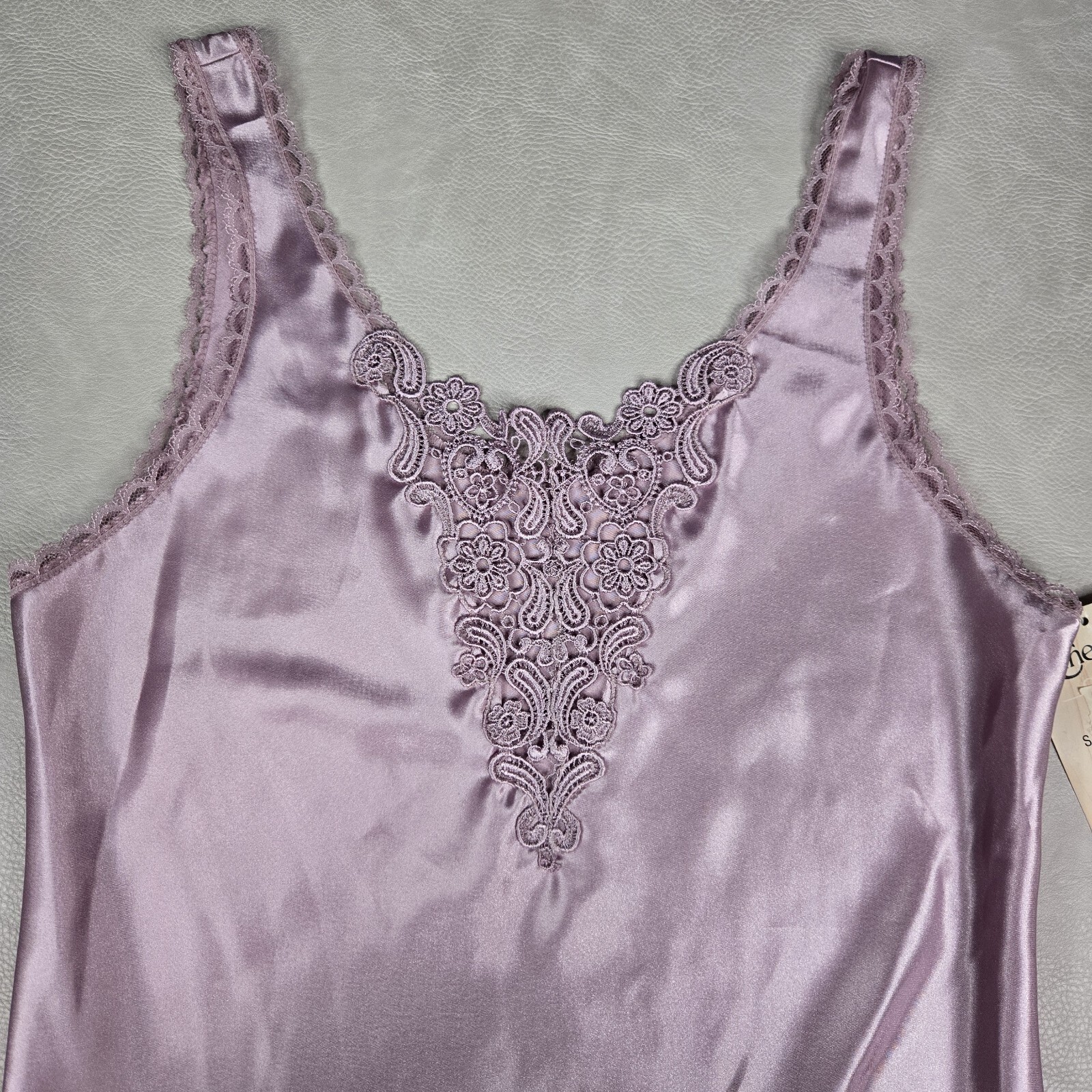 Cinema Etoile Satin Cami Top Lace Embellished Lavender Purple Slip Size Small