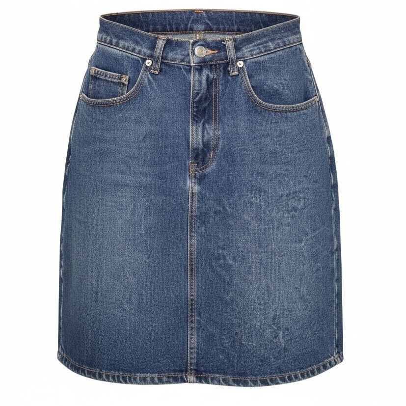 Pasta Vintage Denim Mini Skirt High Waisted Medium Wash Made in USA Size 11/12